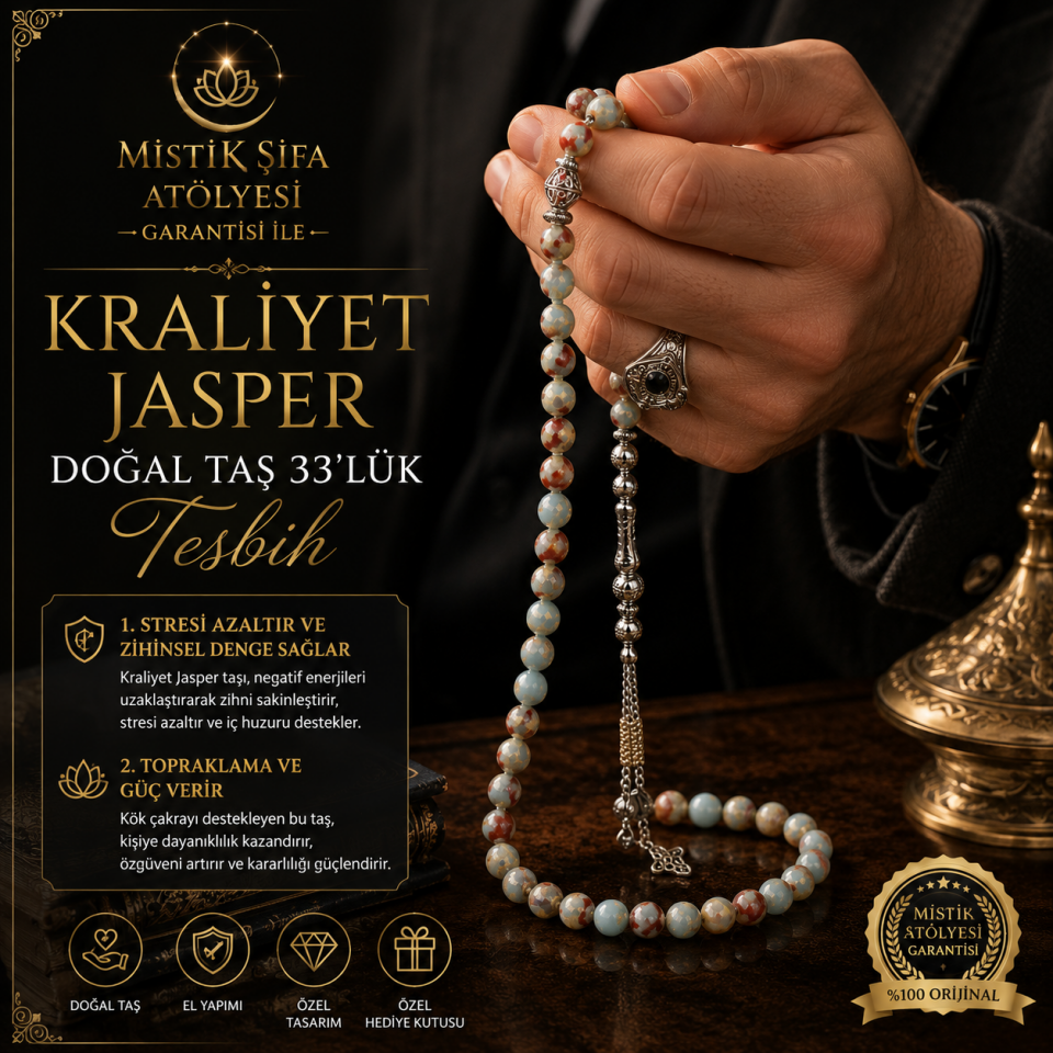 Kraliyet Jasper Doğal Taş 33'lük Tesbih