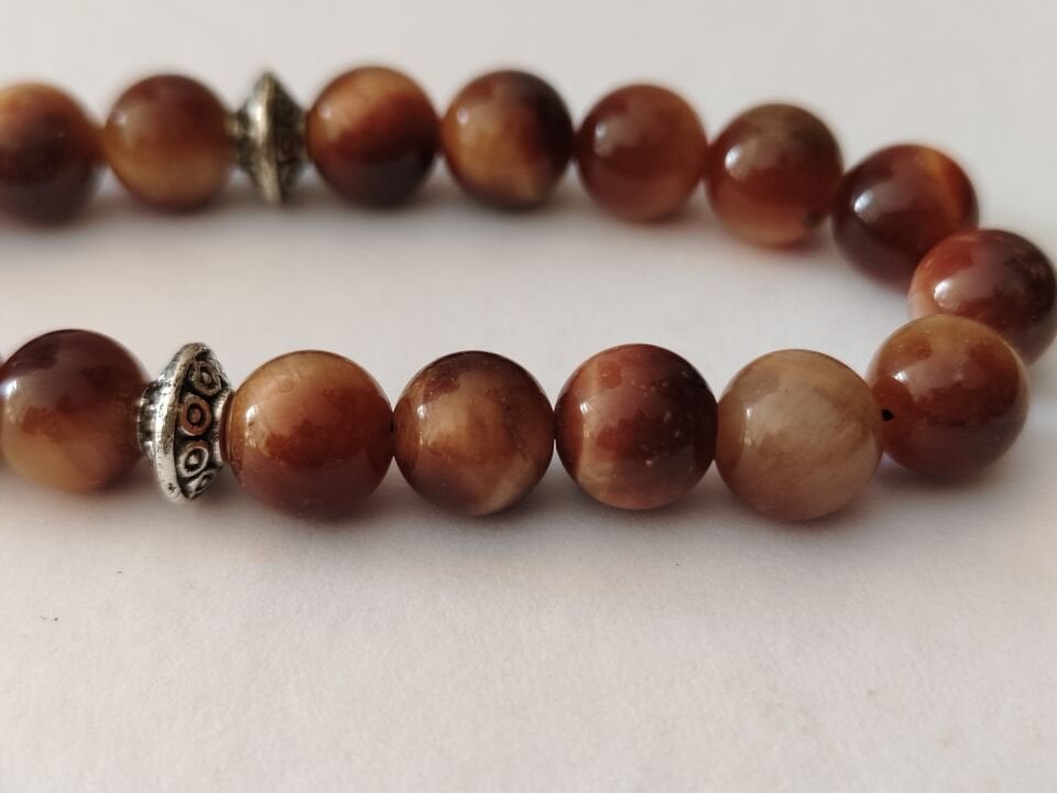 TURUNCU KAPLAN GÖZÜ TAŞI 33'LÜK TESBİH