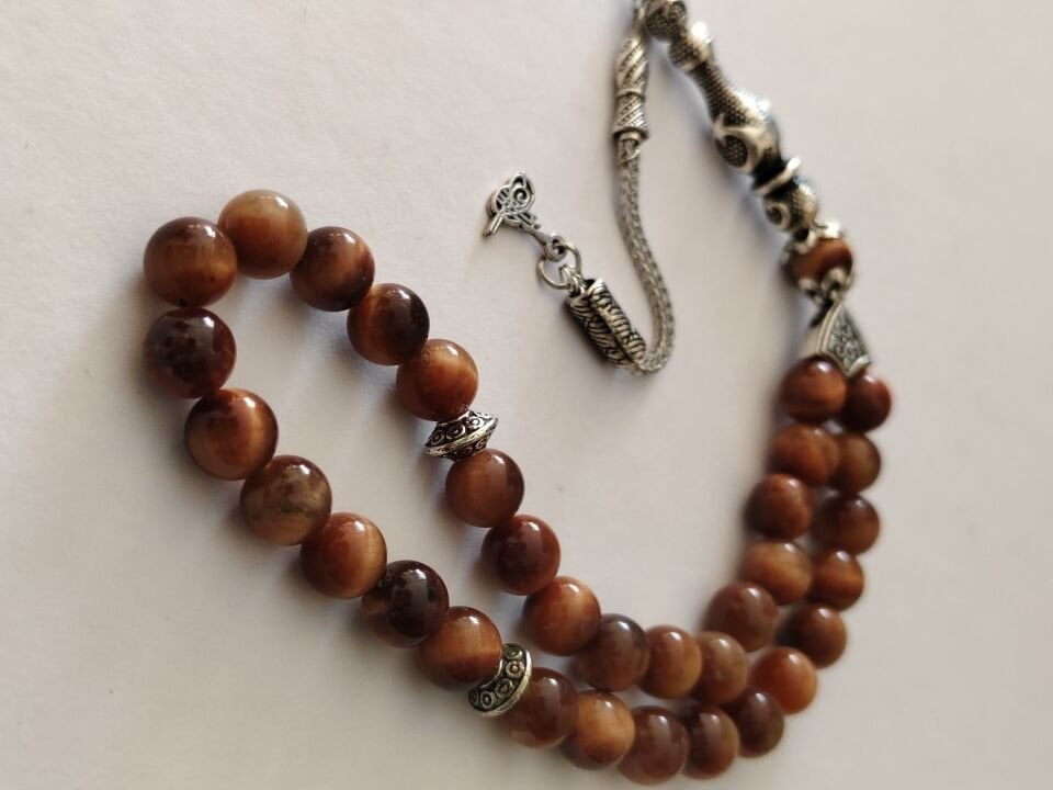 TURUNCU KAPLAN GÖZÜ TAŞI 33'LÜK TESBİH