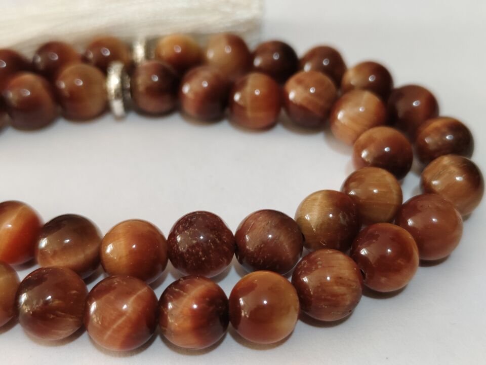 TURUNCU KAPLAN GÖZÜ TAŞI 99'LUK TESBİH