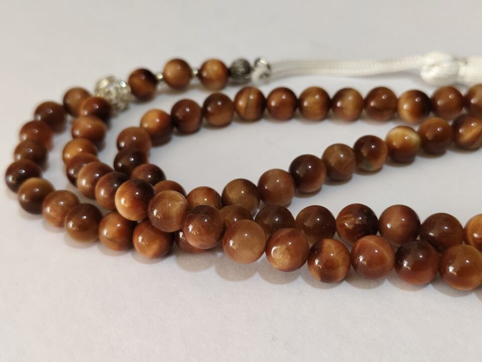 TURUNCU KAPLAN GÖZÜ TAŞI 99'LUK TESBİH