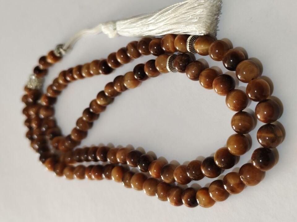 TURUNCU KAPLAN GÖZÜ TAŞI 99'LUK TESBİH