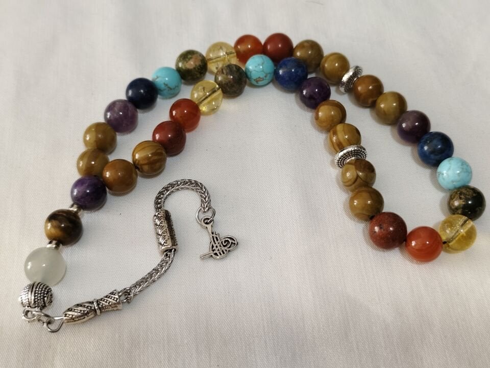 7 ÇAKRA TAŞLARINDAN 33'LÜK TESBİH