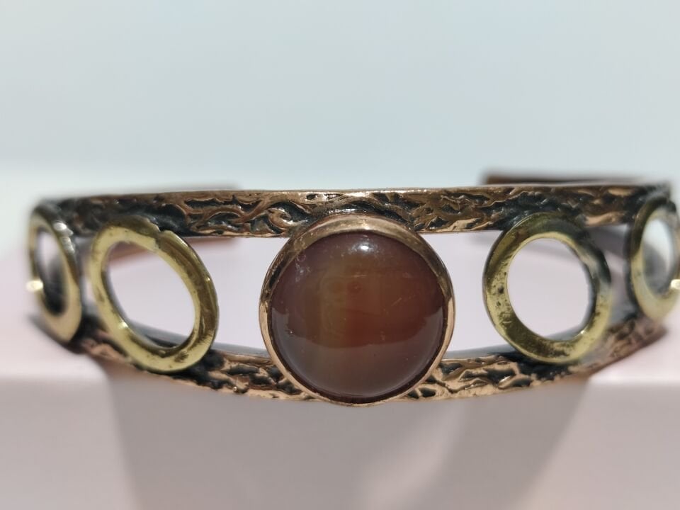 KARNELYEN AKİK TAŞI BAYAN BAKIR BİLEKLİK