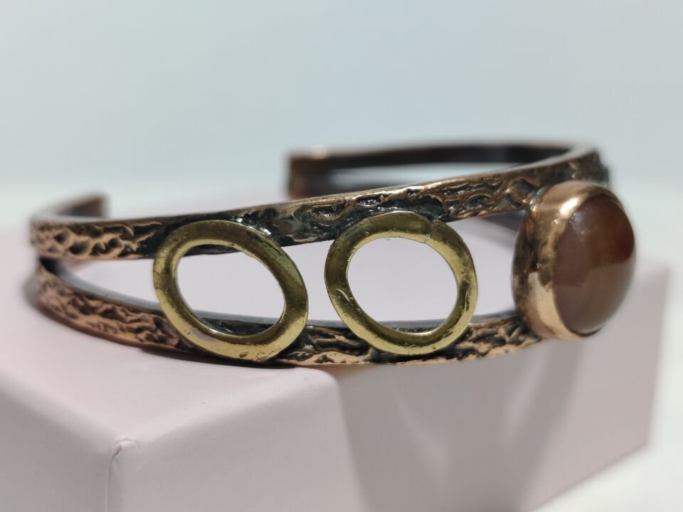 KARNELYEN AKİK TAŞI BAYAN BAKIR BİLEKLİK