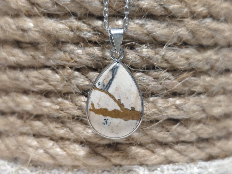 MİNİ BOY DAMLA MODEL JASPER TAŞI DOĞAL TAŞ KOLYE