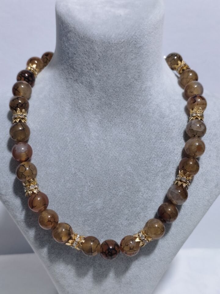 AKİK TAŞI BAYAN  DOĞAL TAŞ KOLYE