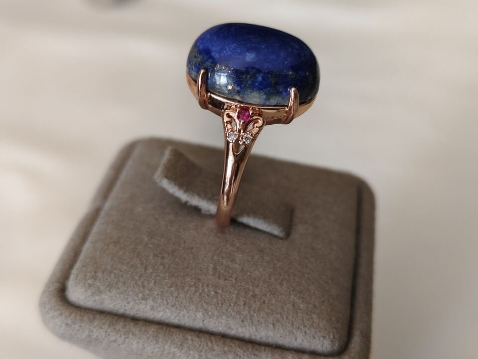 LAPİS LAZULİ TAŞI BAYAN AYARLANABİLİR YÜZÜK