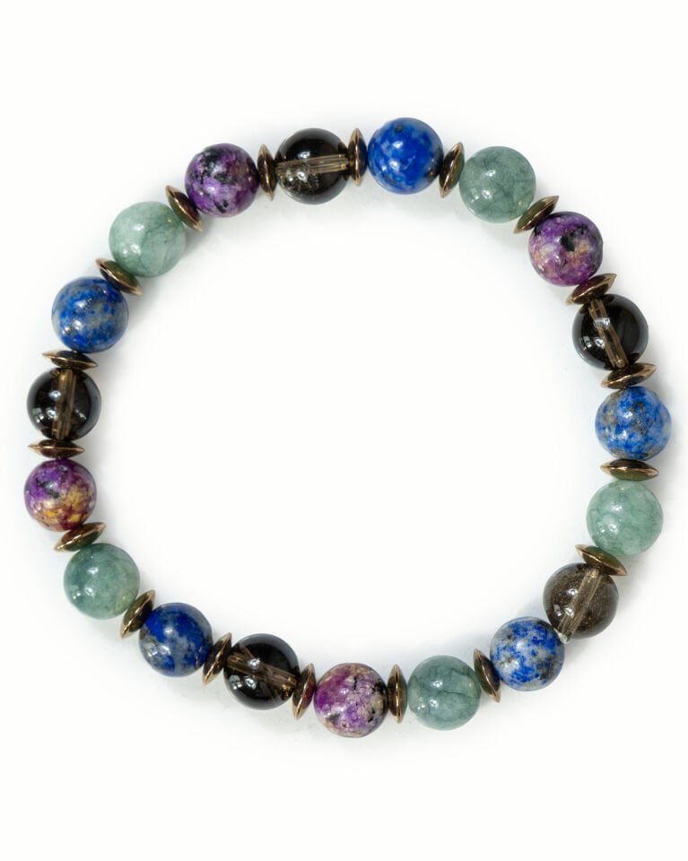 ÇEROİT, DUMANLI KUVARS, LAPİS LAZULİ, YOSUN AKİK ERKEK BAYAN DOĞAL TAŞ BİLEKLİK