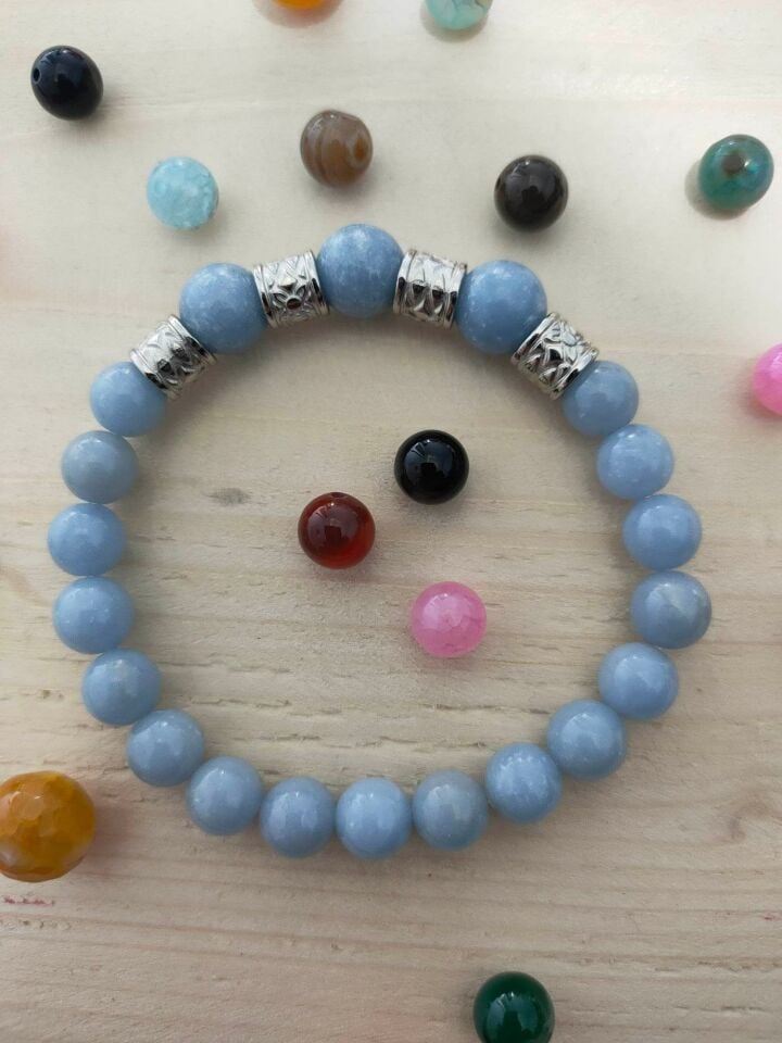 ANJELİT (MELEK) TAŞI ERKEK KADIN DOĞAL TAŞ BİLEKLİK TAŞ