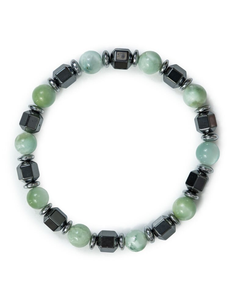 YEŞİL ANJELİT- HEMATİT ERKEK DOĞAL TAŞ BİLEKLİK