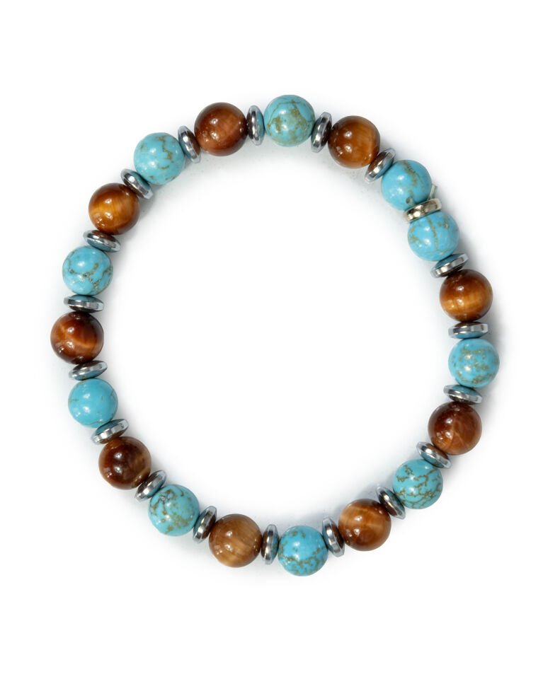 TURKUAZ TURUNCU KAPLAN GÖZÜ ERKEK BAYAN DOĞAL TAŞ BİLEKLİK