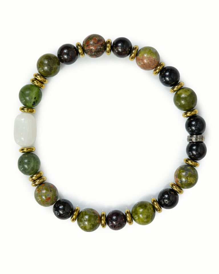 SELENİT UNAKİT TURMALİN BAYAN DOĞAL TAŞ BİLEKLİK