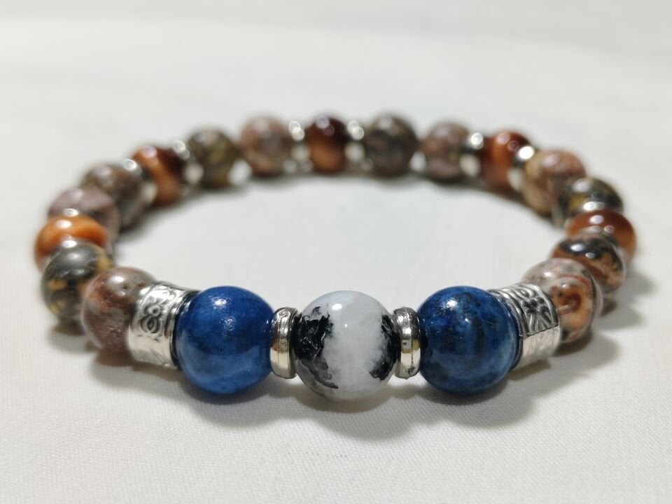 JASPER-LAPİS LAZULİ- TURUNCU KAPLAN GÖZÜ-AY TAŞI BİLEKLİK