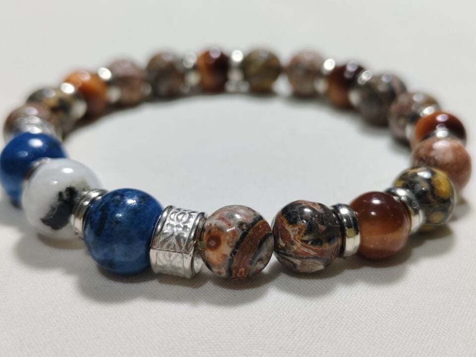 JASPER-LAPİS LAZULİ- TURUNCU KAPLAN GÖZÜ-AY TAŞI BİLEKLİK