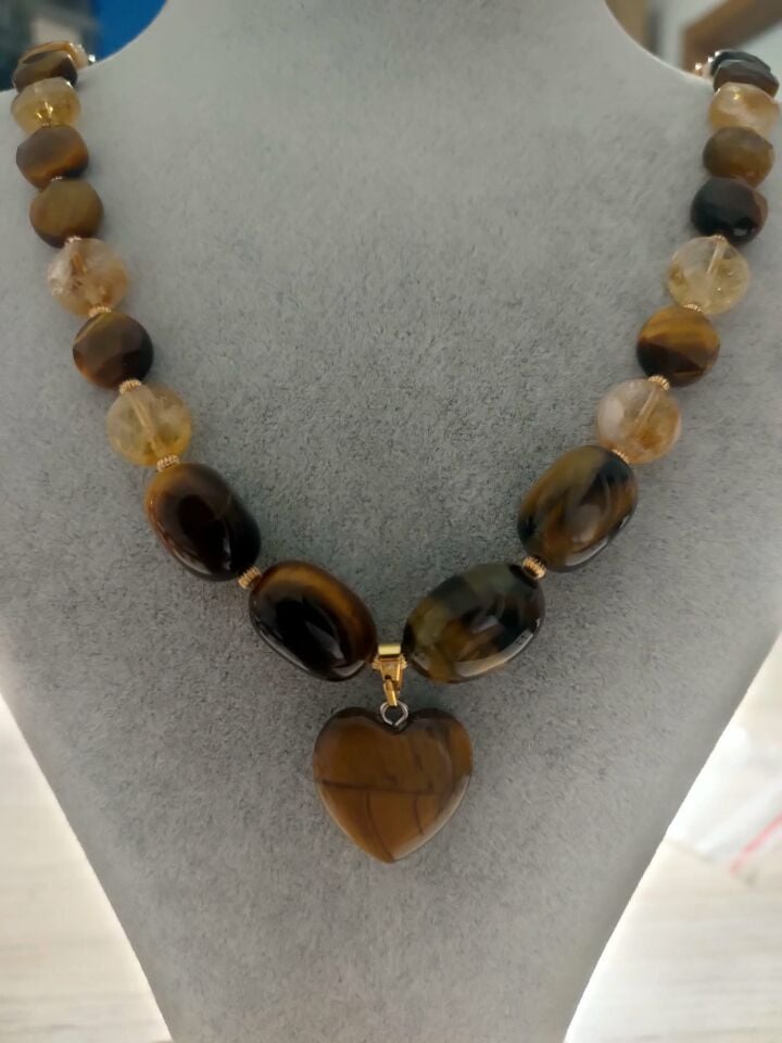 KAPLAN GÖZÜ TAŞI KOLYE VE KÜPE