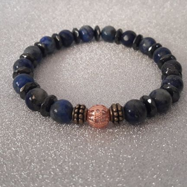 LAPİS LAZULİ VE HEMATİT TAŞI BİLEKLİK