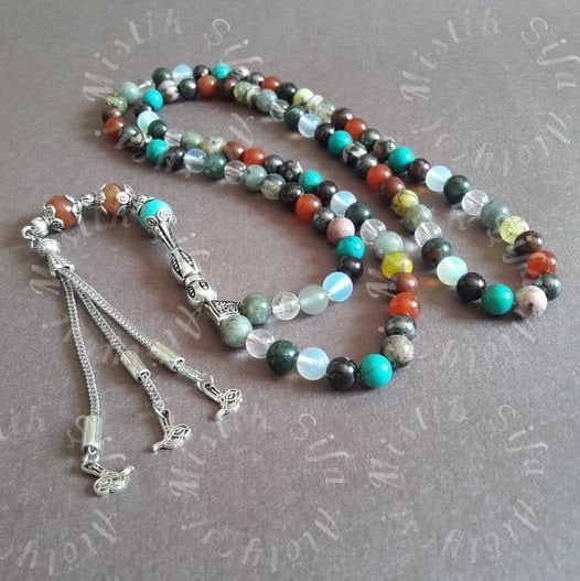 ÖZEL TASARIM- DOĞAL TAŞLARDAN 99'LUK TESBİH (TAŞLAR 8mm BOYUTLARINDADIR)