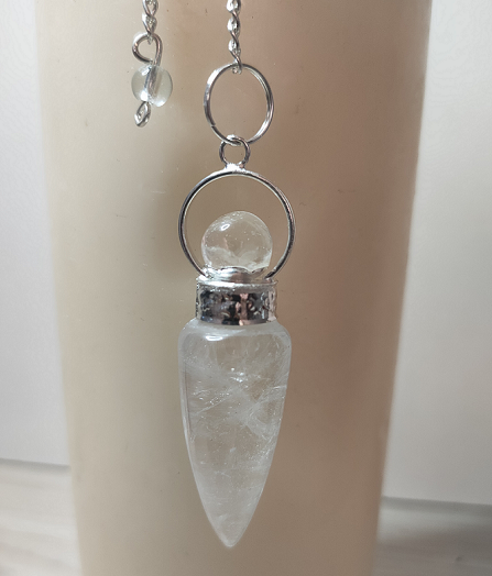 KRİSTAL KUVARS TAŞI KARARMA YAPMAZ GÜMÜŞ KAPLAMA ZİNCİRLİ PANDÜL
