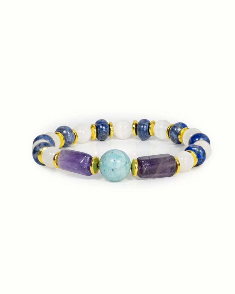 AMAZONİT-AMETİST- LAPİS LAZULİ- SELENİT BİLEKLİK