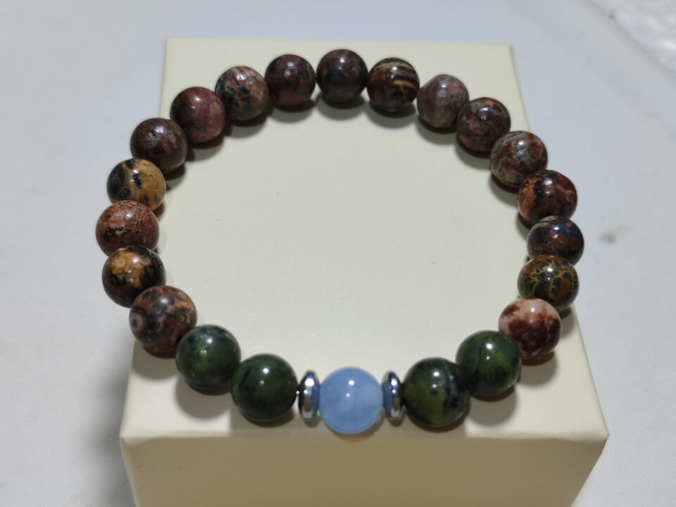 JAGUAR JASPER-AKUAMARİN-YEŞİM  TAŞI BİLEKİK