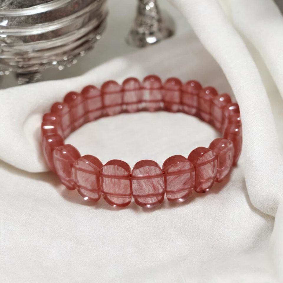 ÇİLEK KUVARS TAŞI ROLEX MODEL BİLEKLİK