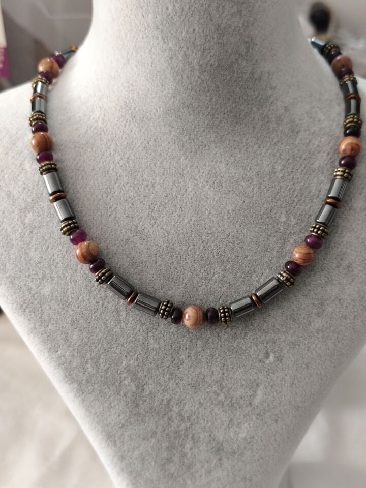 JASPER- AMETİST- HEMATİT TAŞI ERKEK BAYAN KOLYE