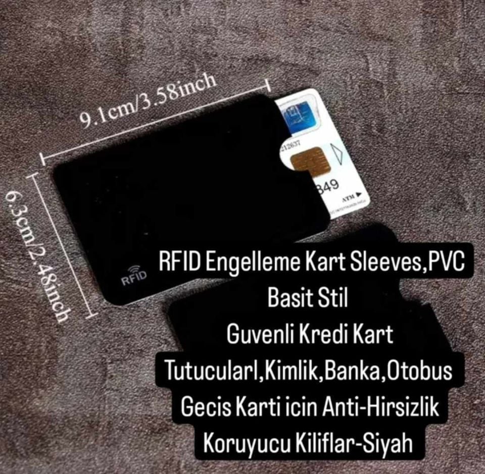 RFID Engelleme Kart Sleeves,PVC Basit Stil  Guvenli Kredi Kart Tutucularl,Kimlik,Banka,Otobus  Gecis Karti icin Anti-Hirsizlik Koruyucu Kiliflar-Siyah
