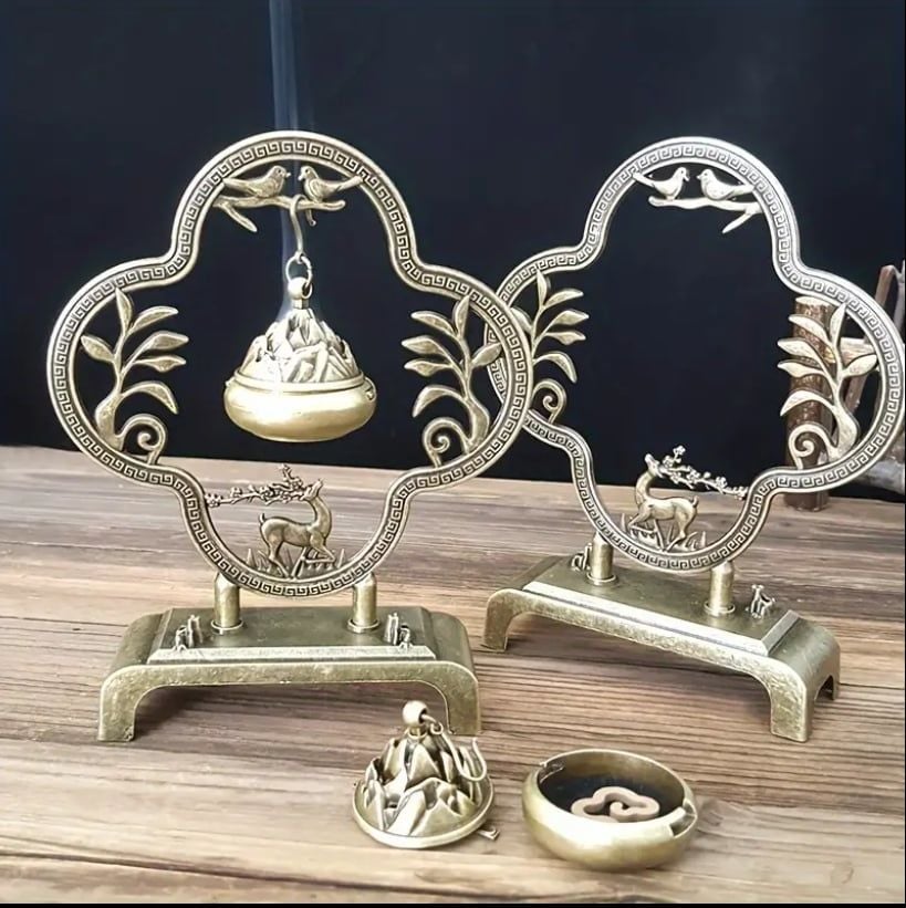 PİRİNÇ DÖKÜM ZARİF ŞIK BUHURDANLIK YANINDA 20 ADET SANDAL AĞACI GRANÜL TÜTSÜ HEDİYE